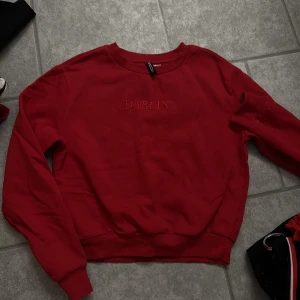 Tjocktröja - Fin röd tjocktröja med text på, använd 1 gång. Köparen står för frakt!