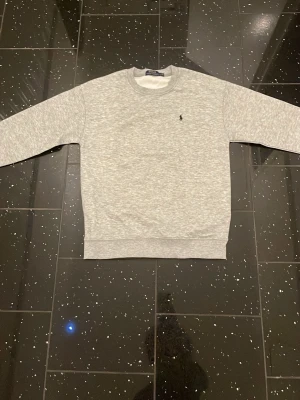 Grå sweatshirt från Polo Ralph Lauren - Klassisk grå sweatshirt från Polo Ralph Lauren med rund halsringning och broderad logga på bröstet. Tröjan har en avslappnad passform och är tillverkad i mjukt material, perfekt för en chill och stilren look.