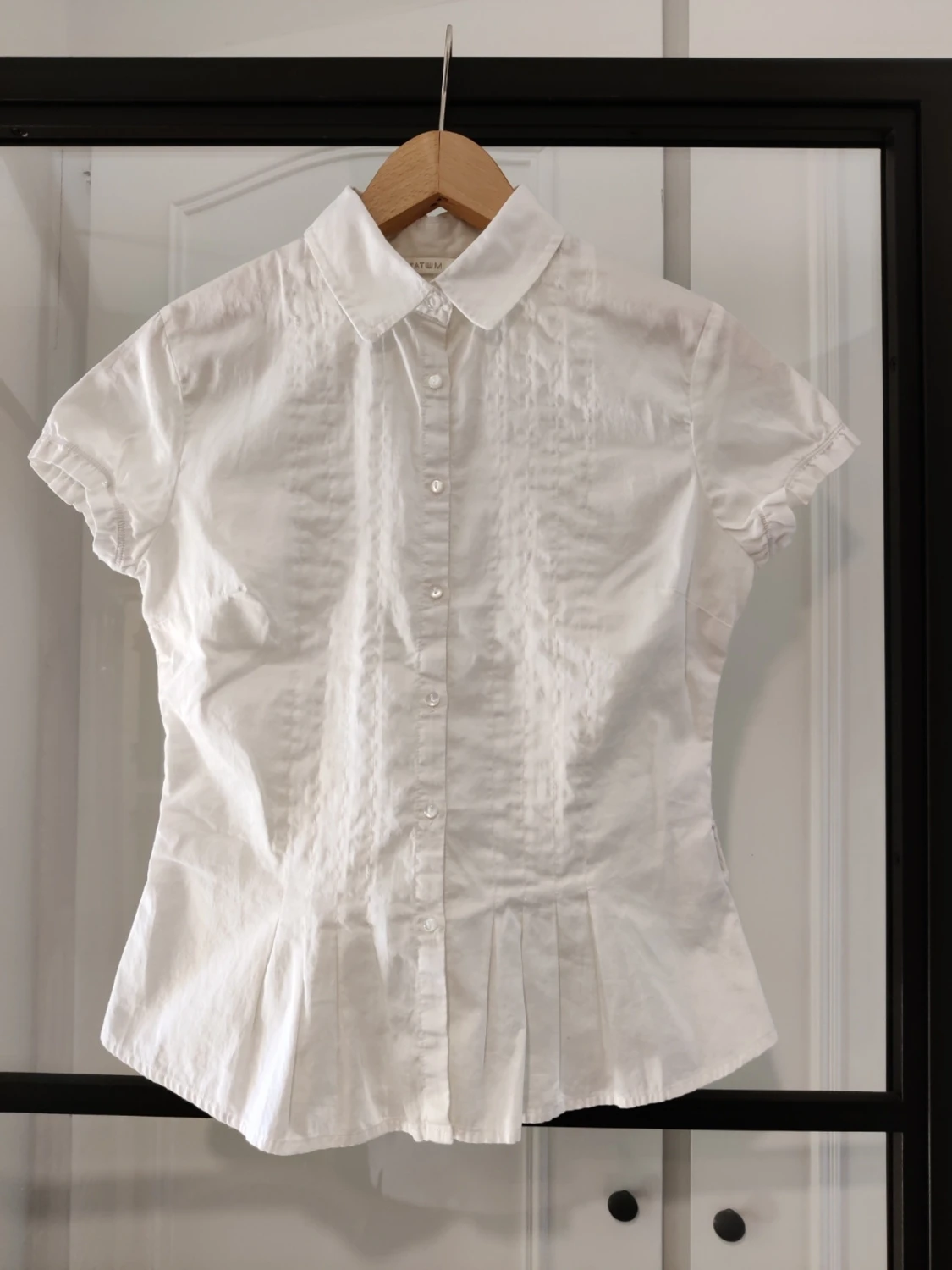 Vintage Vit kortärmad blus med knappar