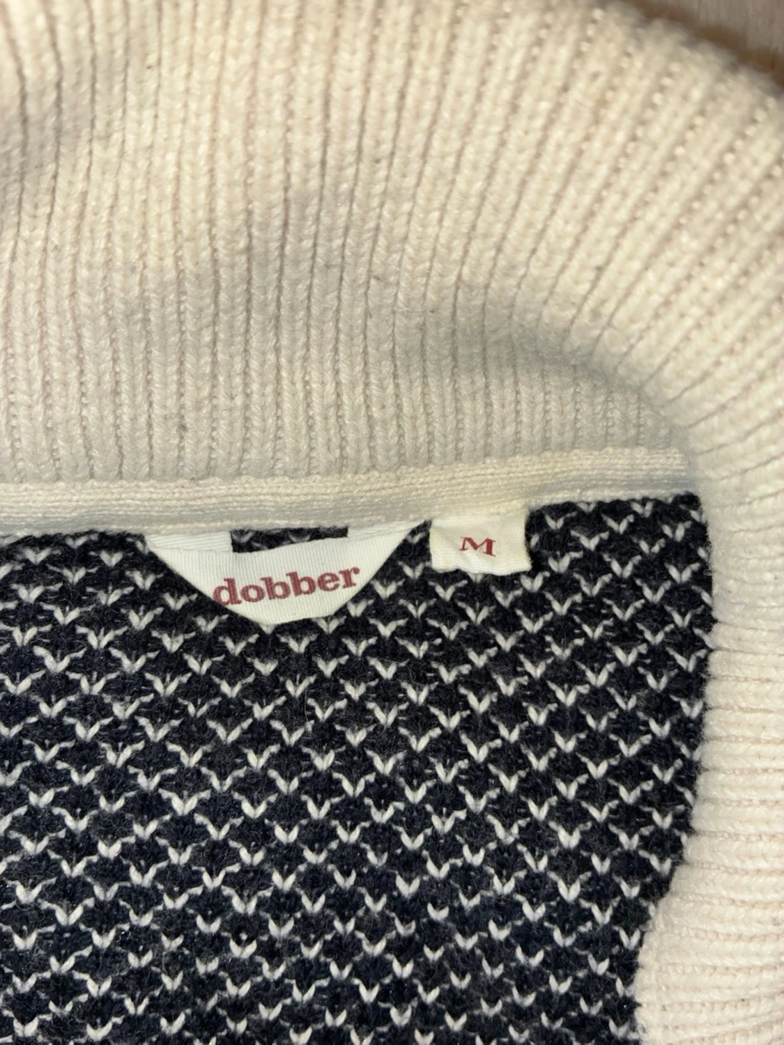 Vit stickad tröja med halv dragkedja - 2