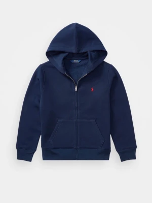 Mörkblå hoodie med dragkedja - Mörkblå hoodie från Polo Ralph Lauren. Liten röd logga broderad på bröstet. Tillverkad i mjukt bomullsmaterial och har ribbade muddar vid ärmslut och nederkant. Perfekt för en chill och stilren look. Storlek 14-16 år L pris kan diskuteras 