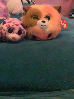 Samling runda gosedjur TY Beanie Boos - Säljer en samling med fem runda gosedjur från TY Beanie Boos. Figurerna har stora glittriga ögon och olika färger och mönster, bland annat leopard, räv, giraff och fisk. Perfekta som dekoration eller att samla på!