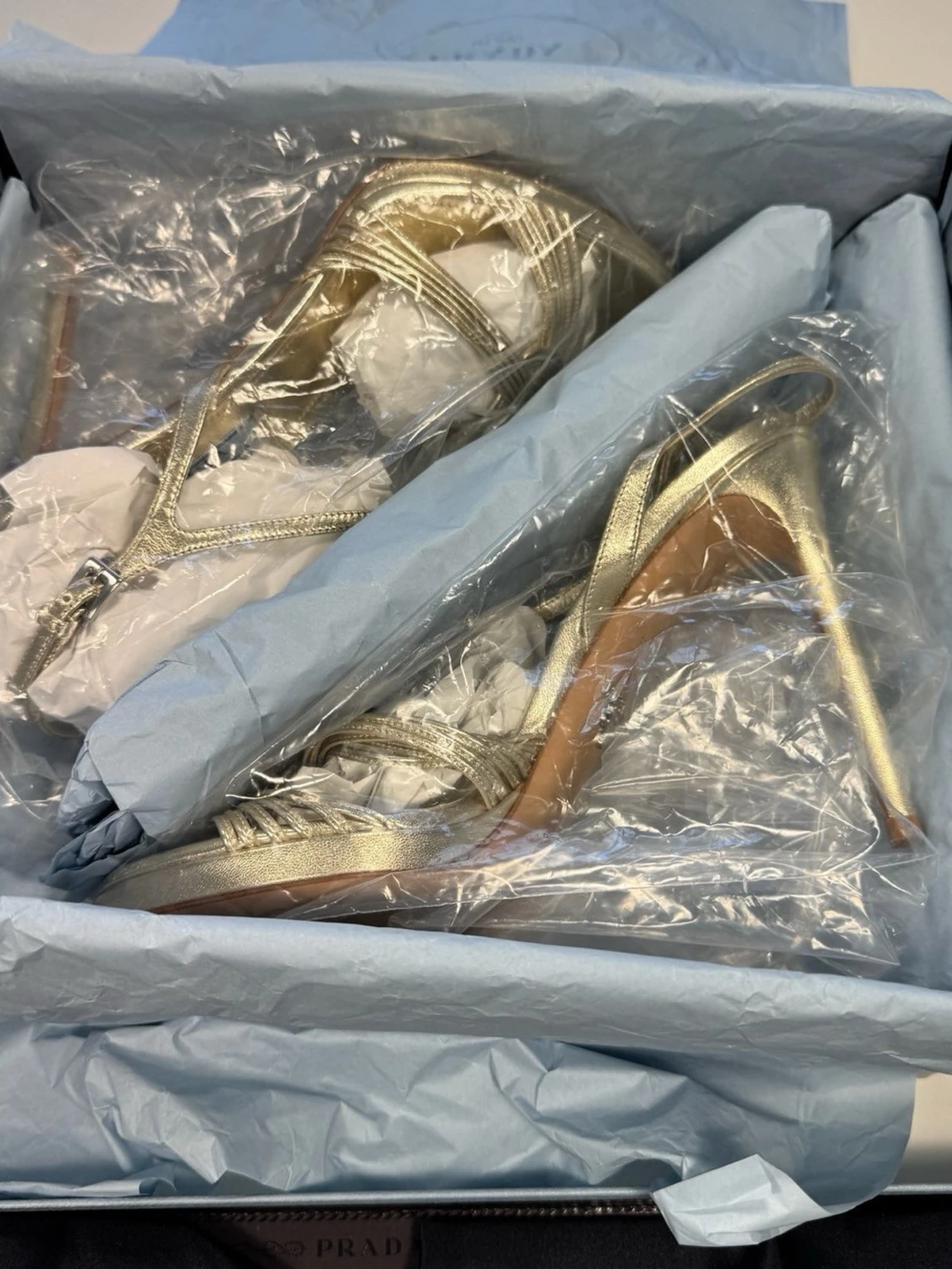 Prada Sandaler Guld Metallic Heels / EU 39,5 / Oanvända i originalbox - 1