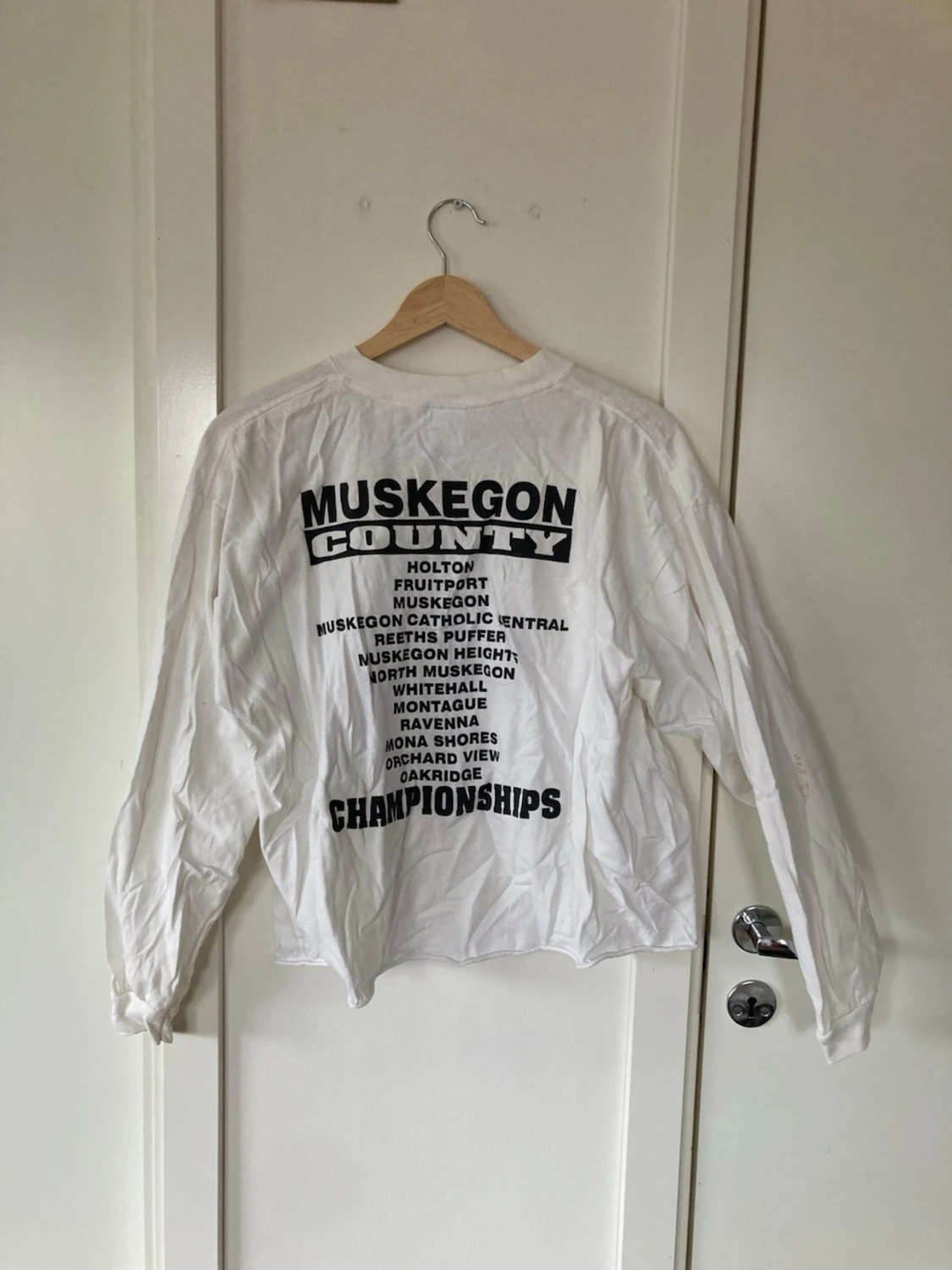 Vit vintage långärmad Muskegon t-shirt - 3