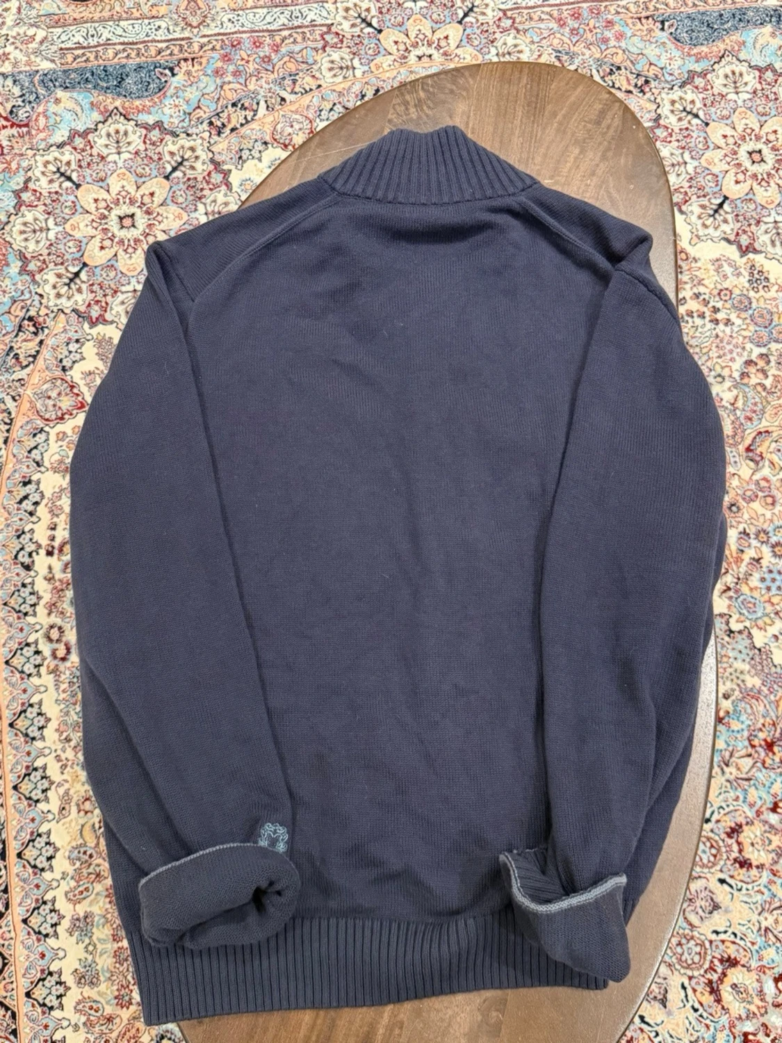 Mörkblå kardigan med krage och knappar - 3