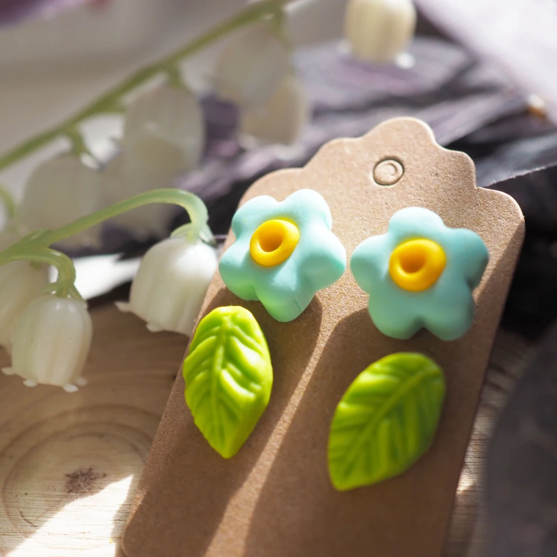 Pastel blue stud earrings