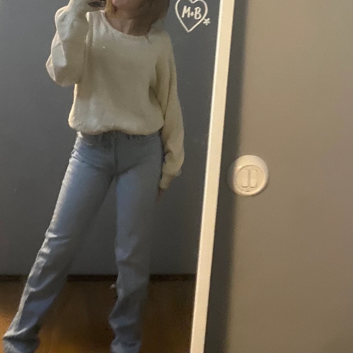 Gul vit typ beige sweatshirt tröja