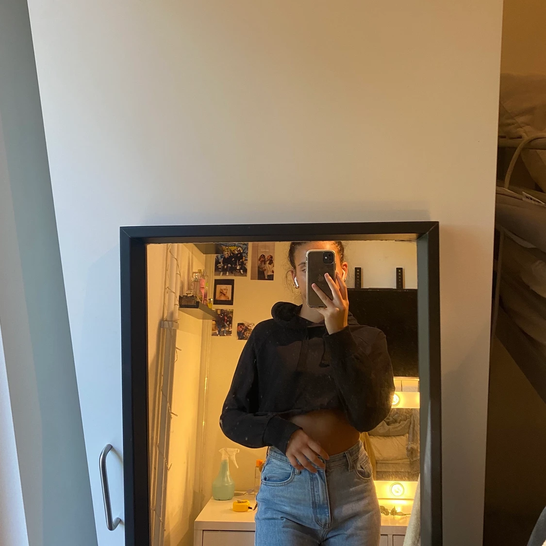 Kort svart Hoodie strl S/XS - 90