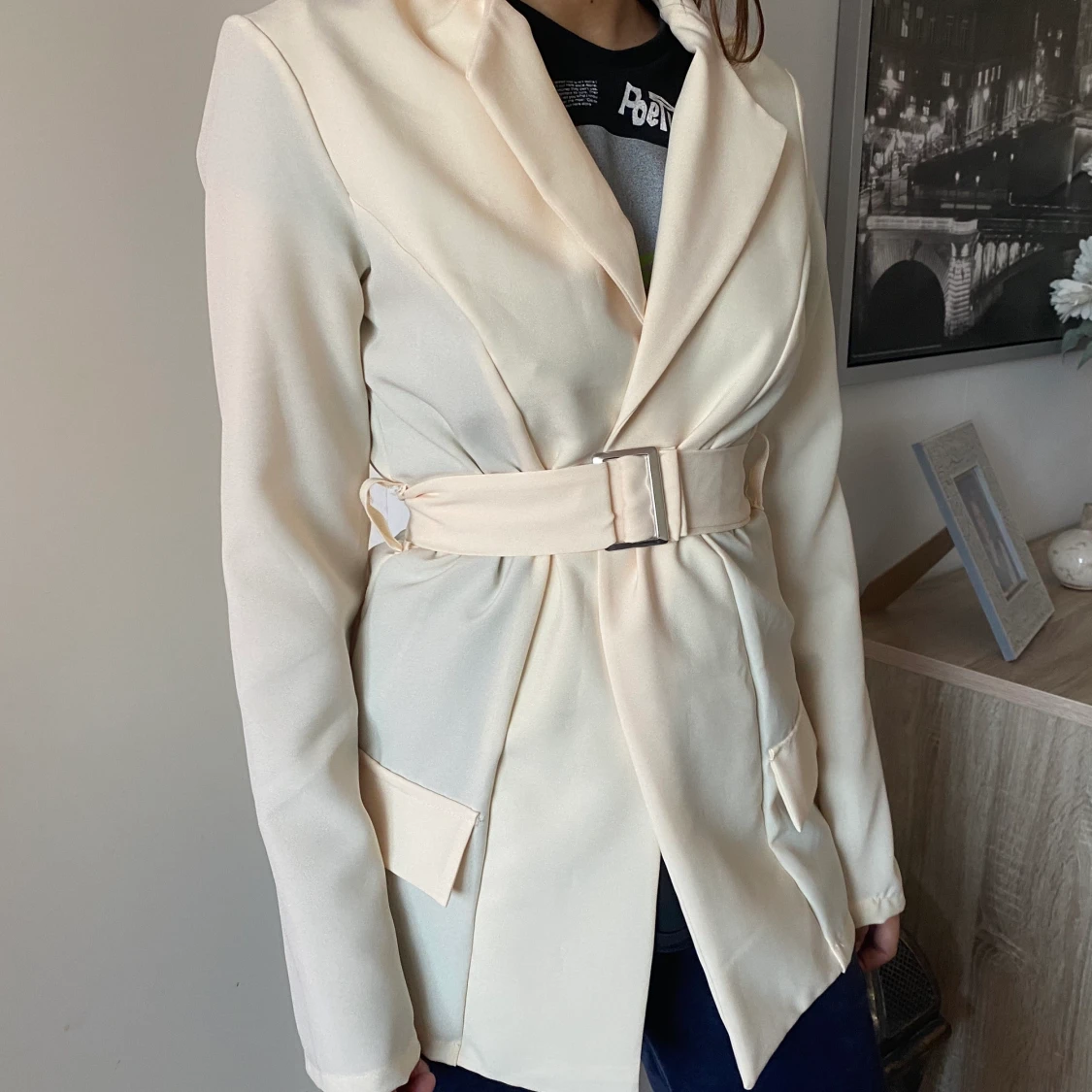 Vit/cream kavaj storlek S  - 91