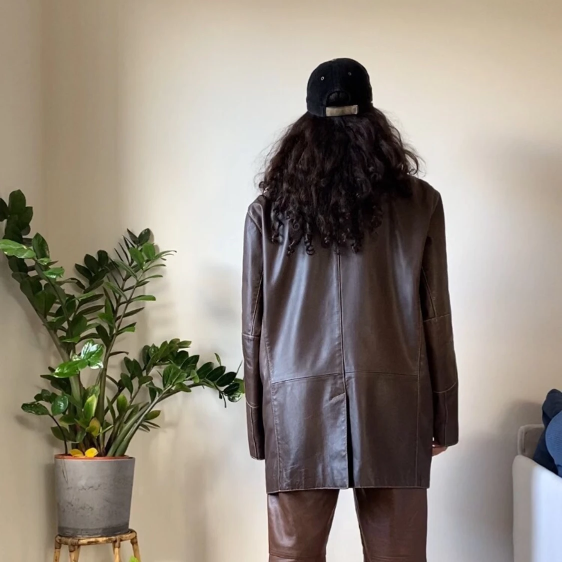 Brun läderjacka - 90