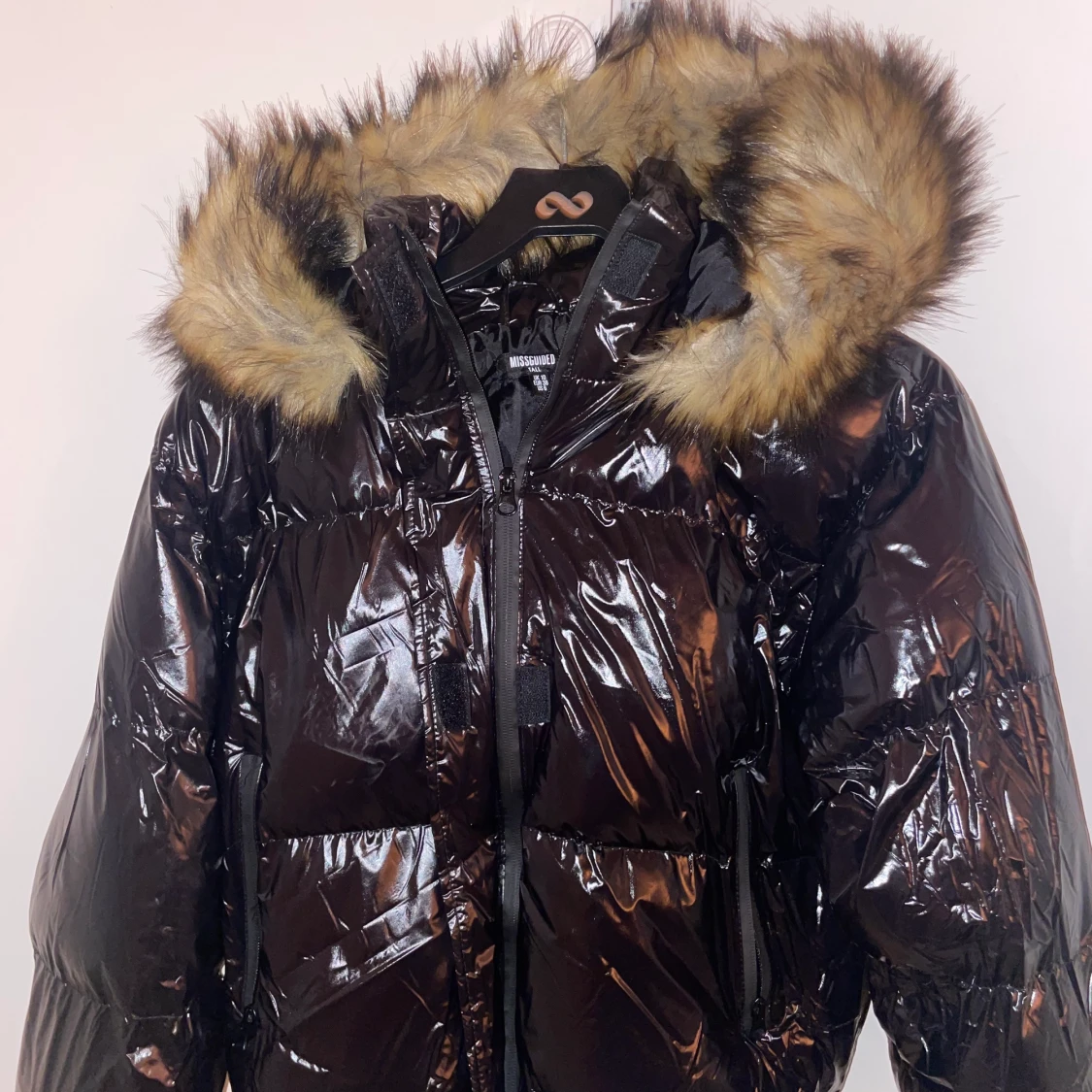 Svart vinter jacka (fuskpäls) - 90