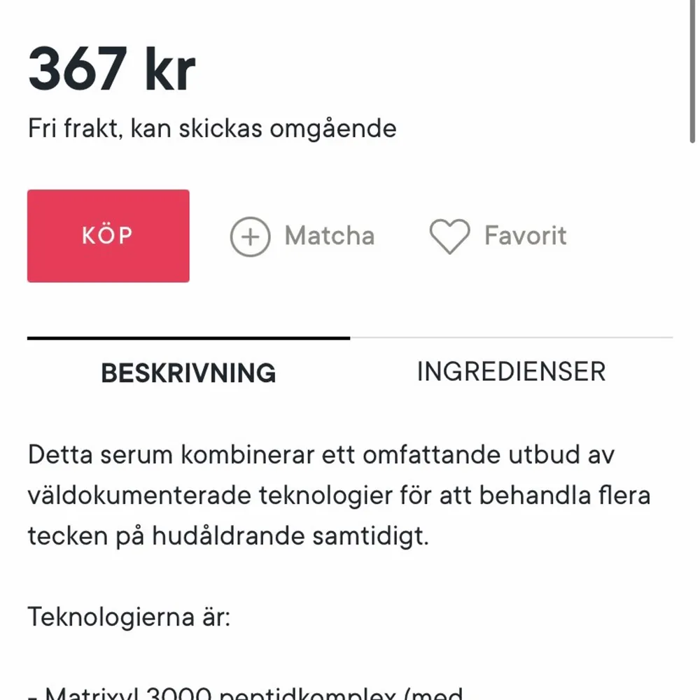 ”Buffet” serum från ordinary! Den största varianten (60ml). Testad 5-7 gånger men tyvärr gillade inte min känsliga hud den🤍🦋. Övrigt.