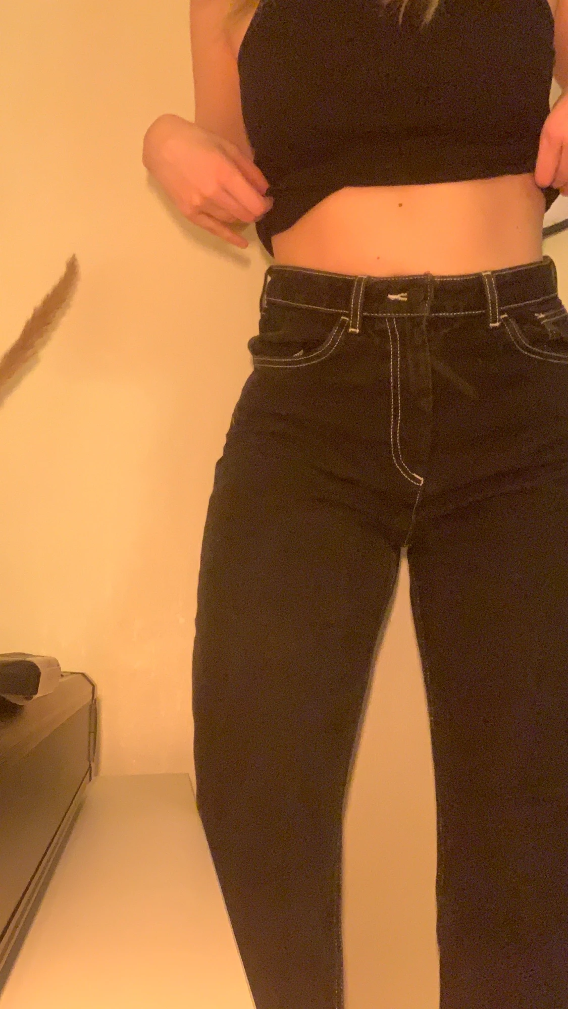 Svarta byxor med vita sömmar  - 90