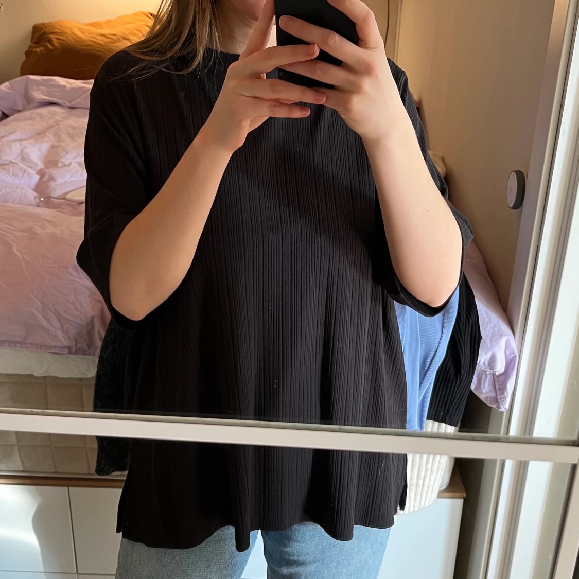 Oversize tshirt i ribbat material - 90