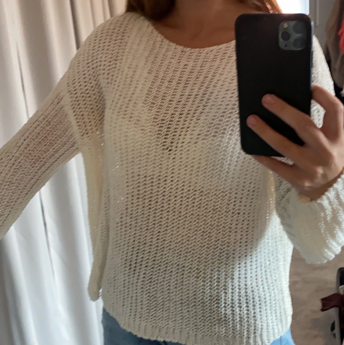 Chiquelle stickad vit tröja one size