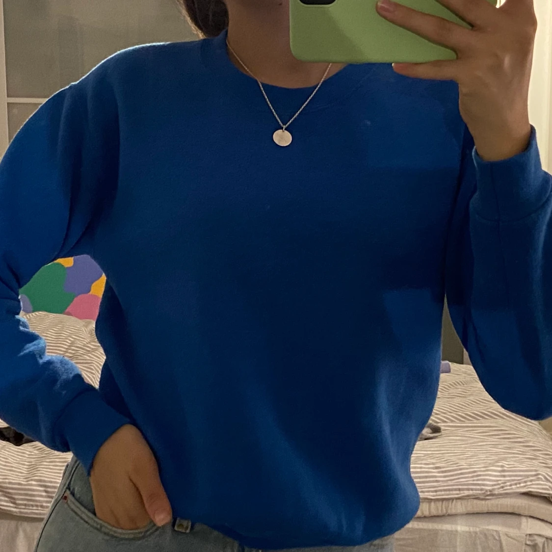 jättesöt blå sweatshirt - 90