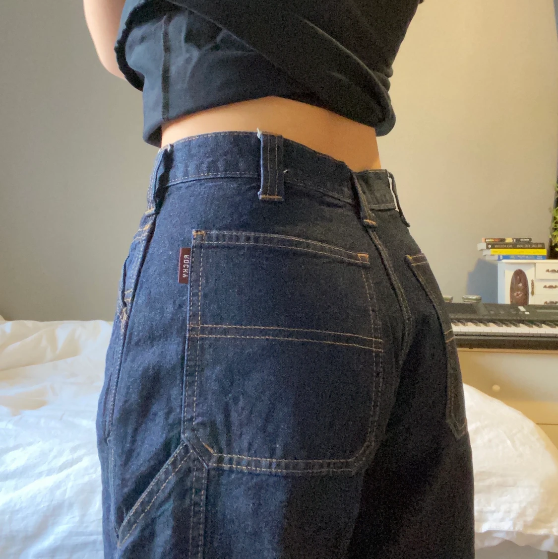 Blåa straight leg jeans - 90