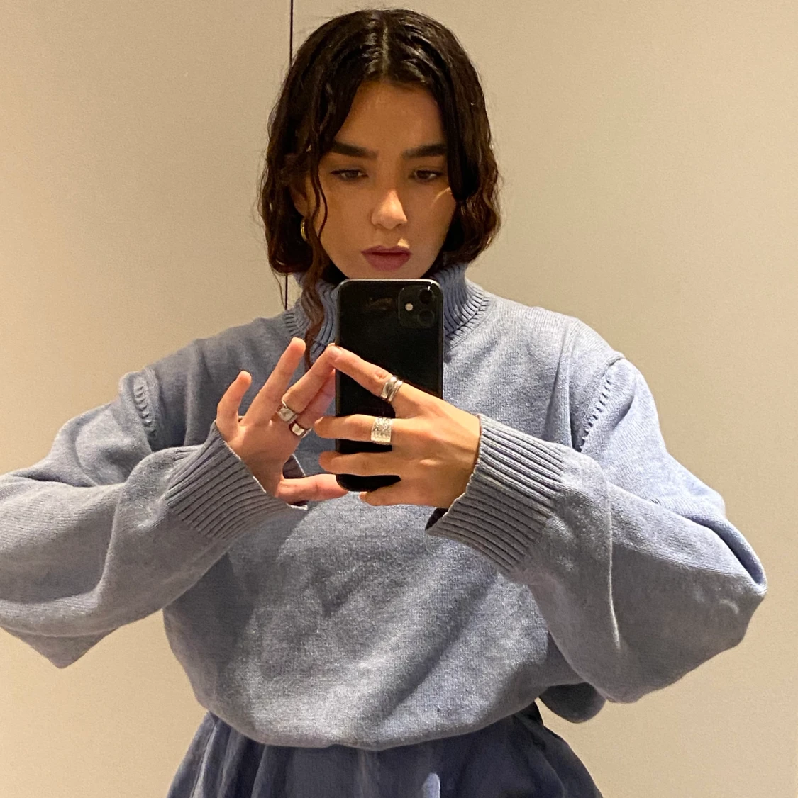 Ljusblå stickad tröja