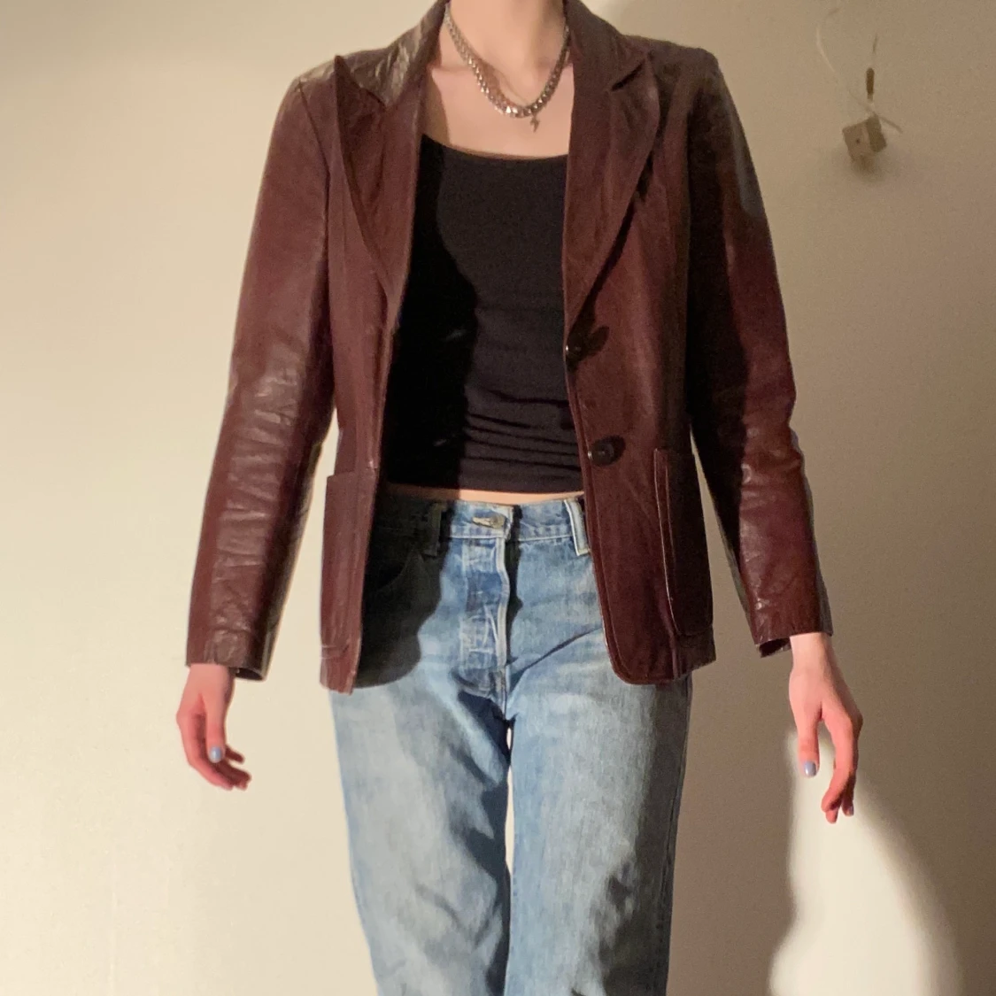 Röd skinn-kavaj - 91