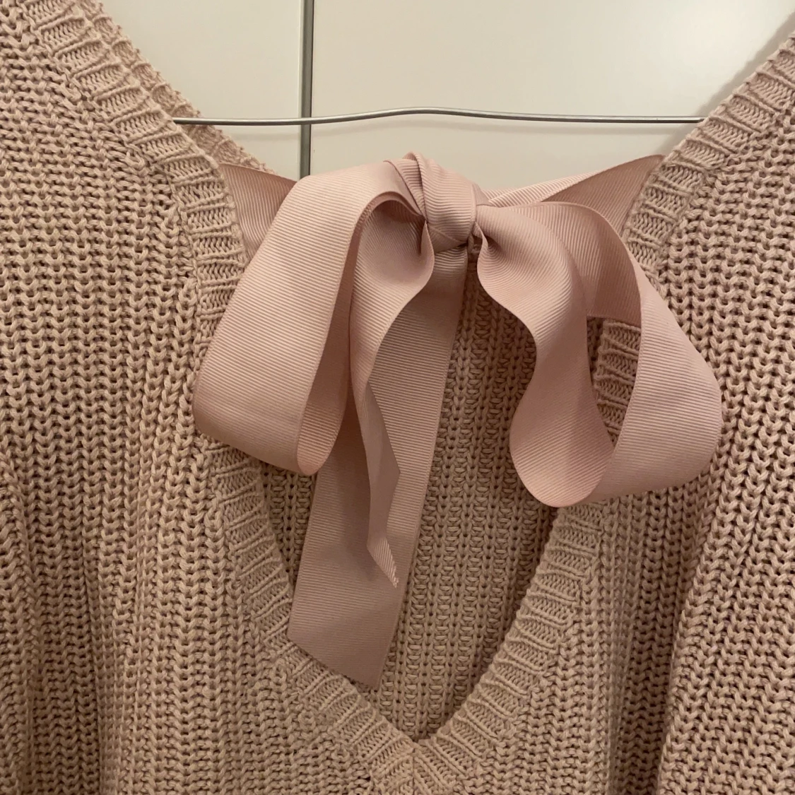 Beige/gammalrosa stickad sweatshirt  - 91