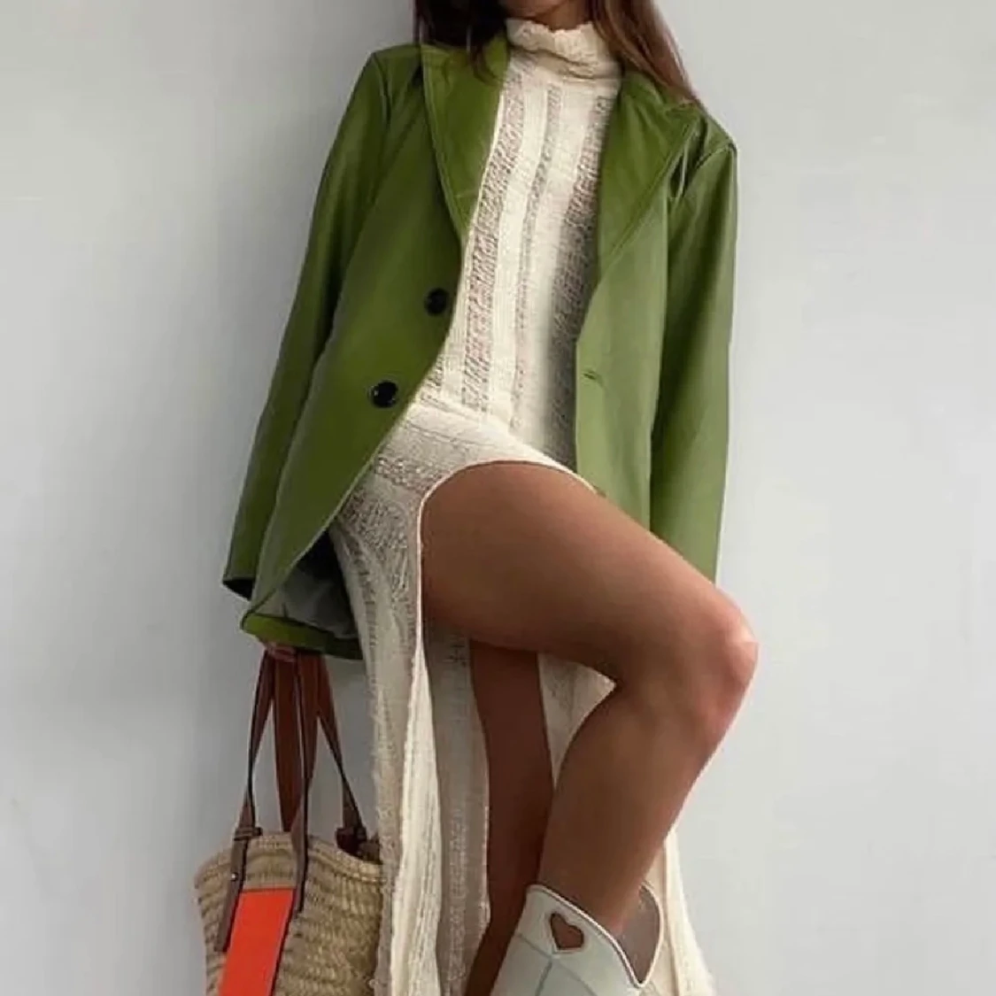 Grön läderjacka  - 91