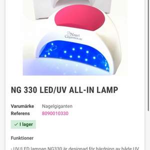 Säljer en UV-lampa från Nagelgiganten. Nypris är 999, säljer den för 500. Använd fåtal gånger och är i jättebra skick