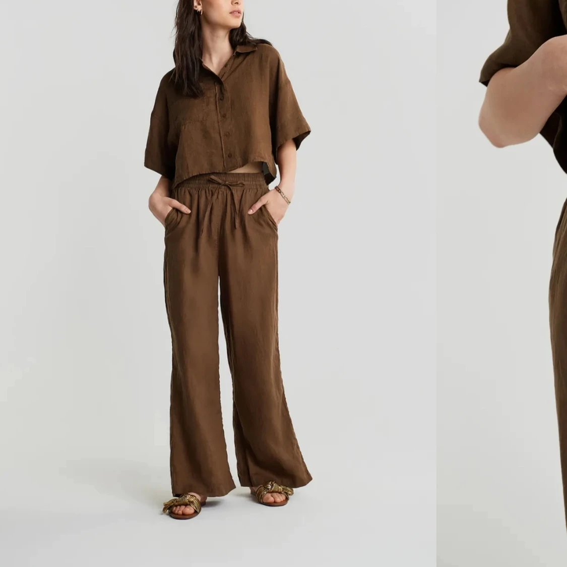 Bruna linnebyxor  - 90