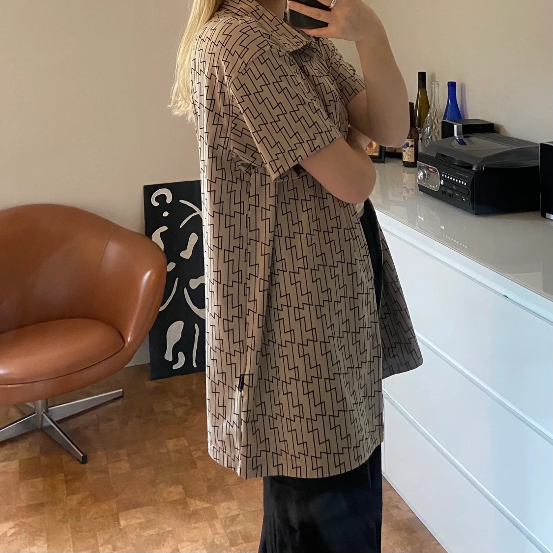 Mönstrad kortärmad skjorta