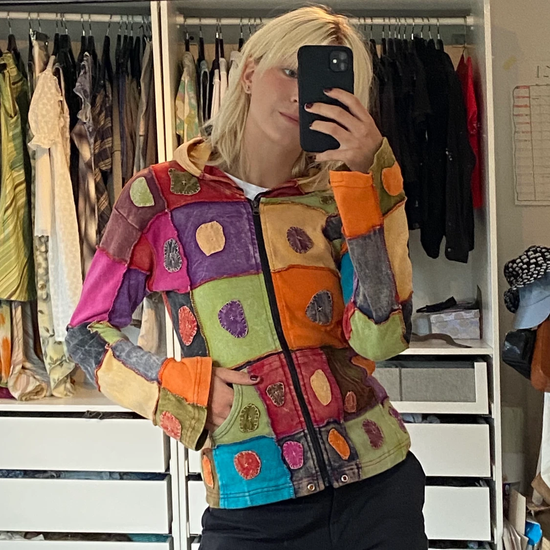 Färgglad patchwork zip up - 91