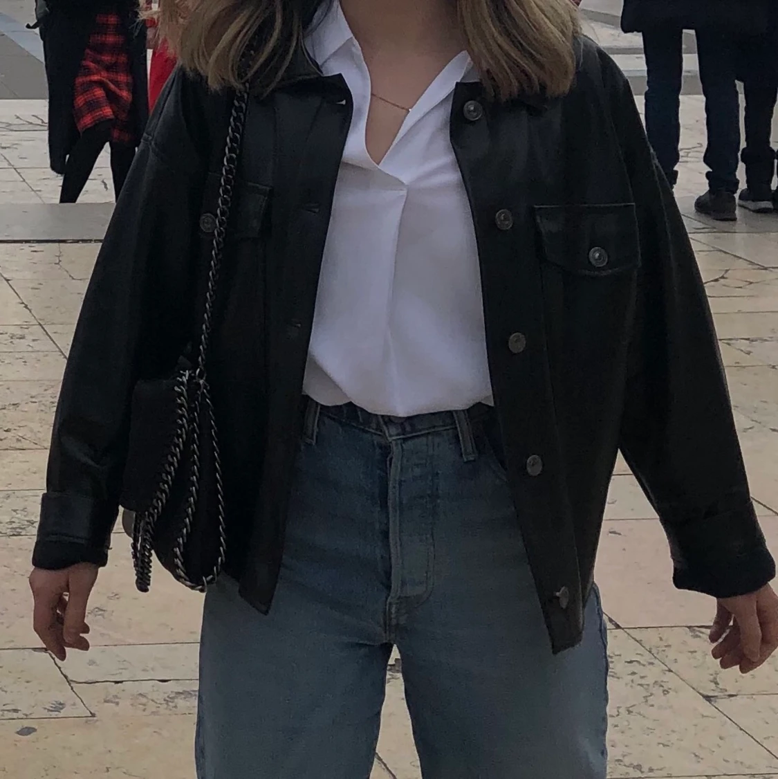 Svart läderjacka - 90