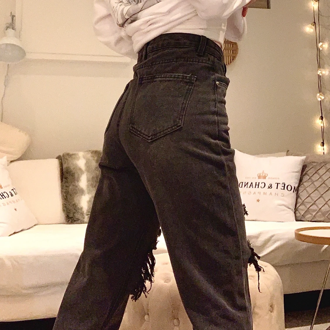 Slitna svarta jeans - 90