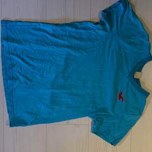 Säljer en blå hollister t-shirt med något litet hål i kanten i storlek M