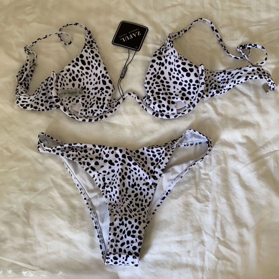 ZAFUL Printed Underwire Bikini - White S - 90