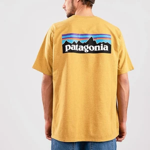 Gul Patagonia Tshirt - Ljus gul patagonia T-shirt. Välanvänd, därför ganska slitet tryck där bak. Herrstorlek, Small. 90kr +frakt 