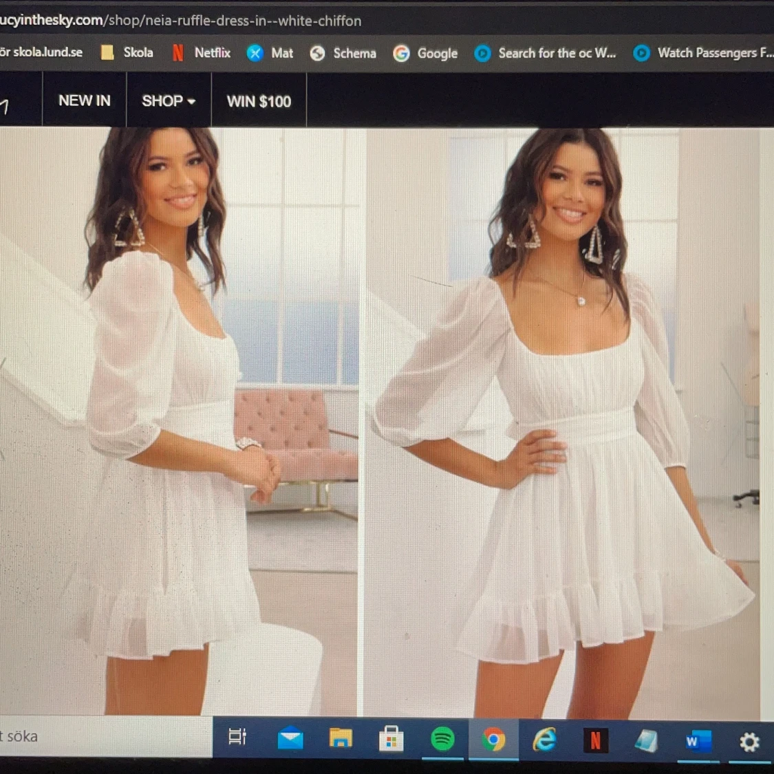 Vit student klänning  - 91