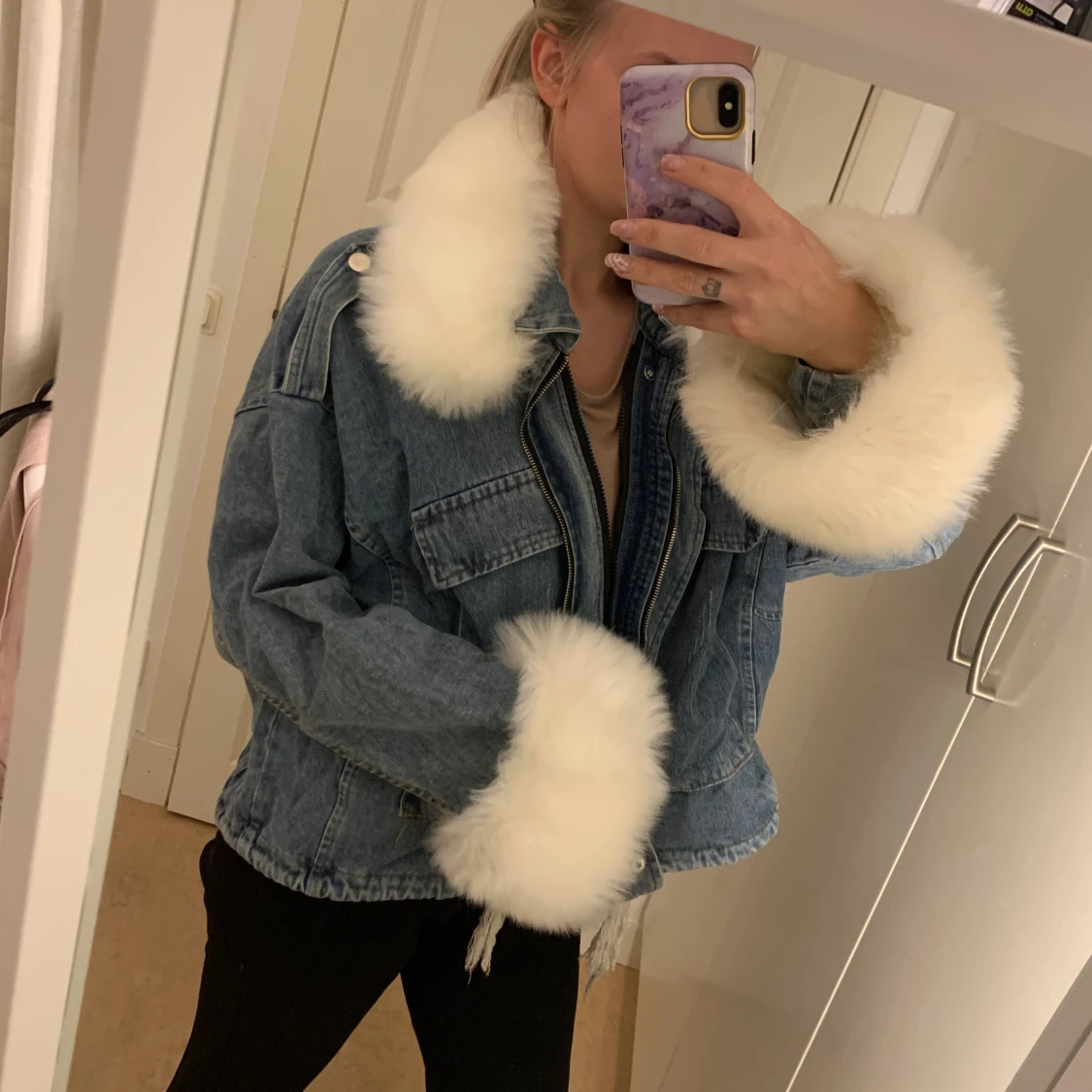 Jeansjacka med fake päls