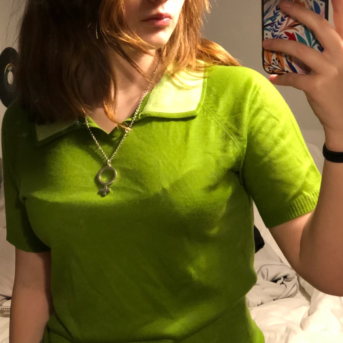 Finstickad grön topp storlek S - 91