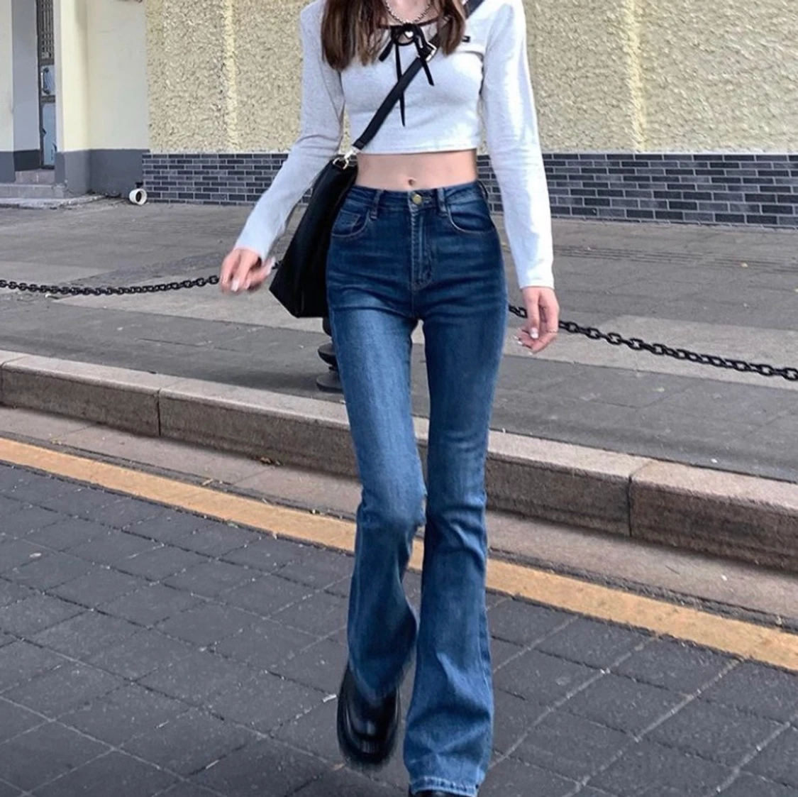 high waist boot cut jeans