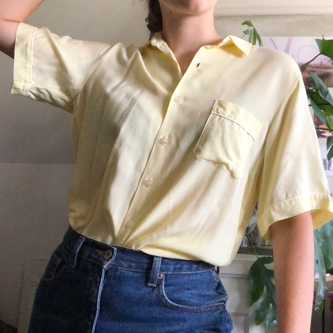 Vintage ljusgul blus