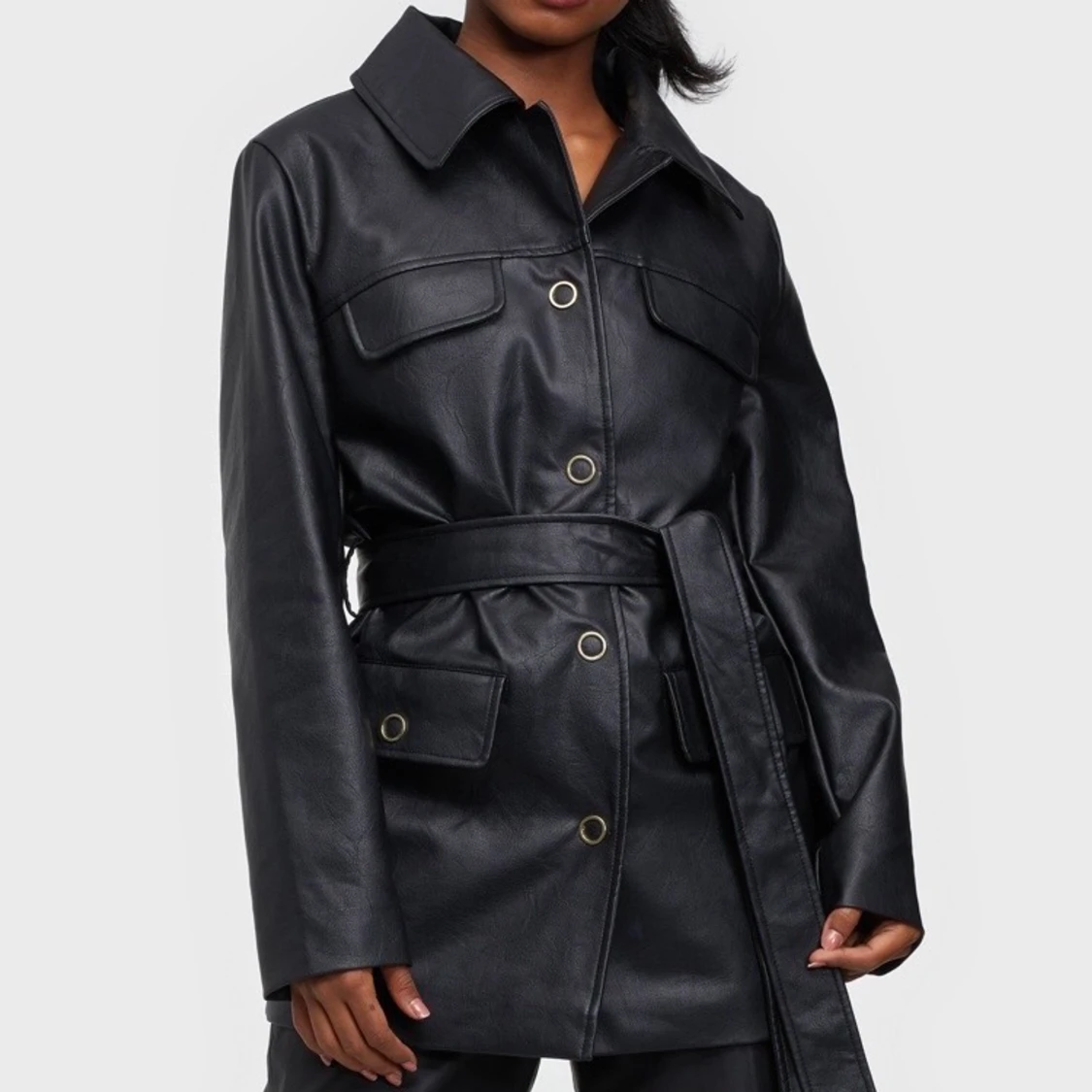 Oversized Belted PU Jacket