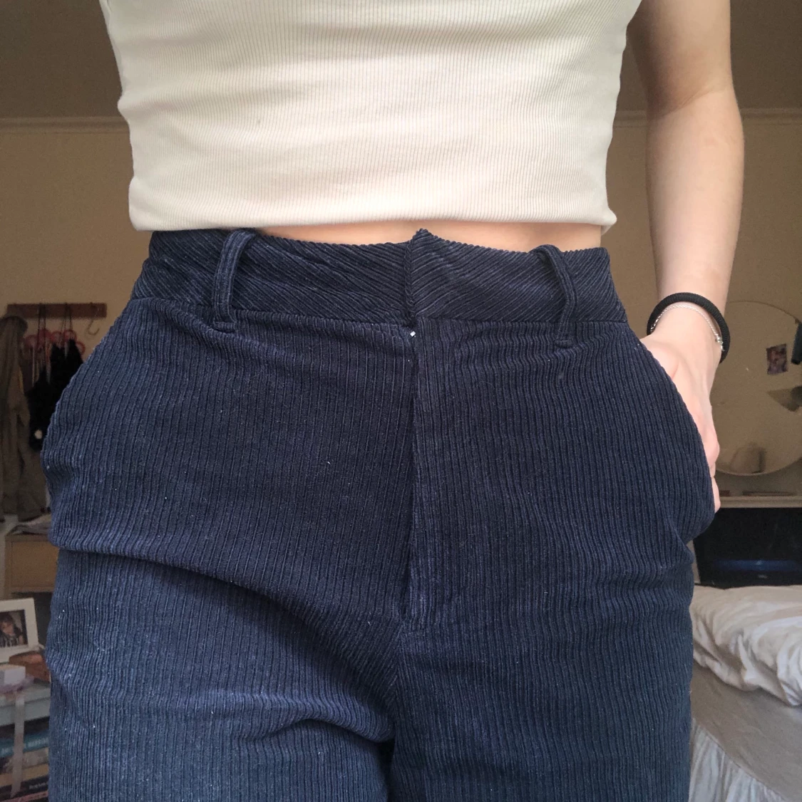 Blåa Manchesterbyxor - 90