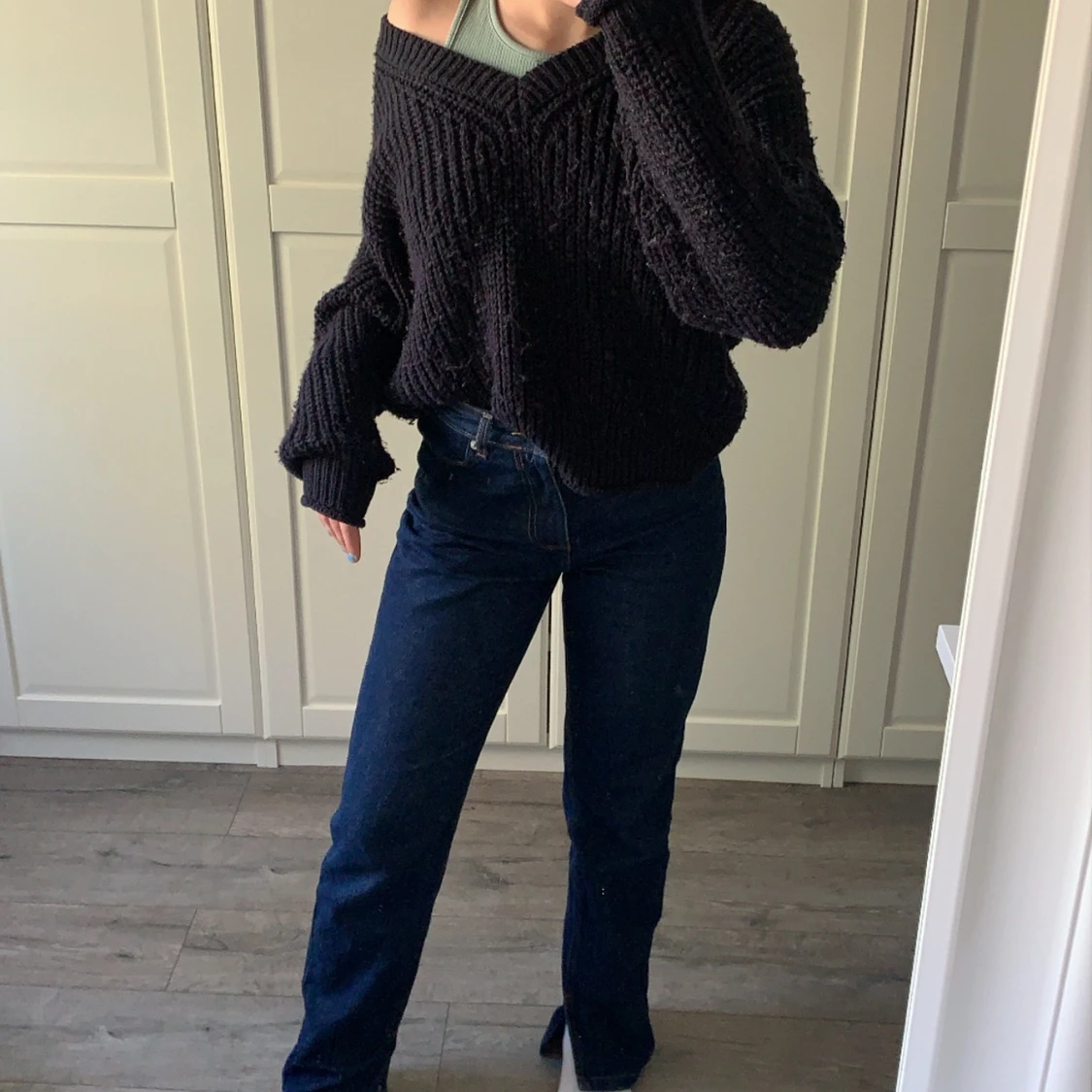 Svart stickad tröja strl S