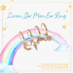 zircon-star-moon-ear-ring - helt ny + gratis frakt 🥰 brand new+free shipping