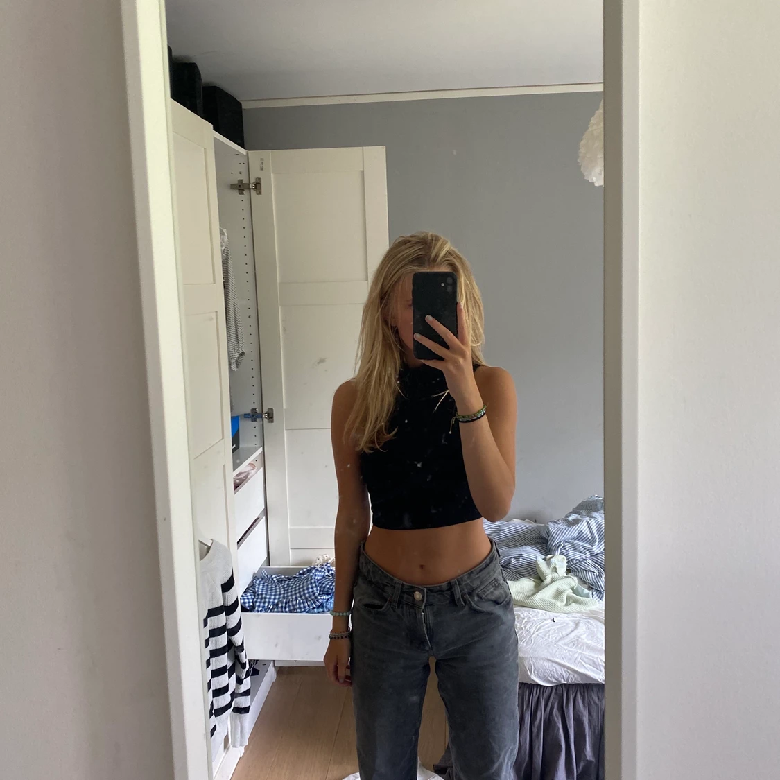 Svart tröja med polo - 90