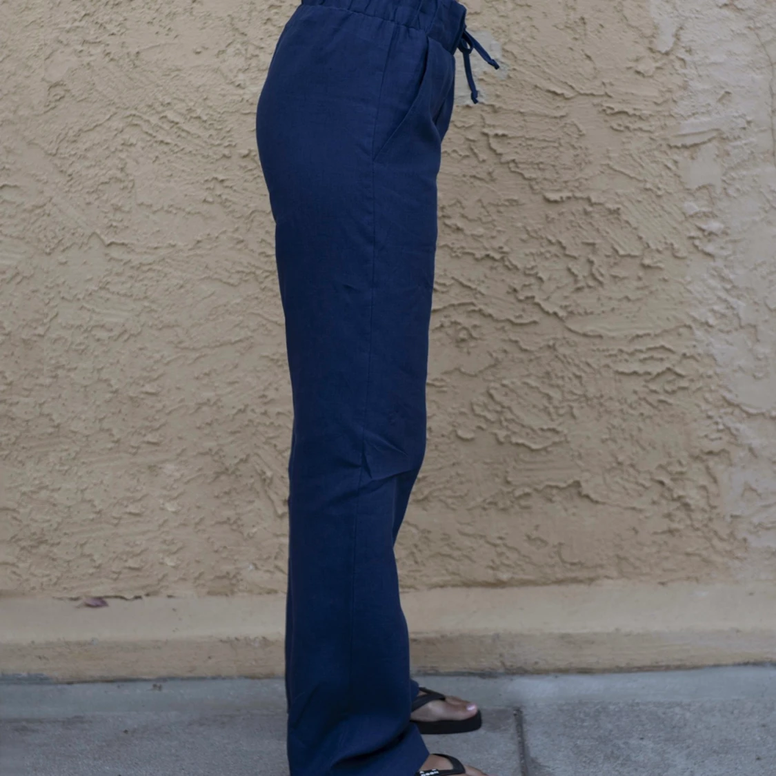 Marinblå Linnebyxa  - 90