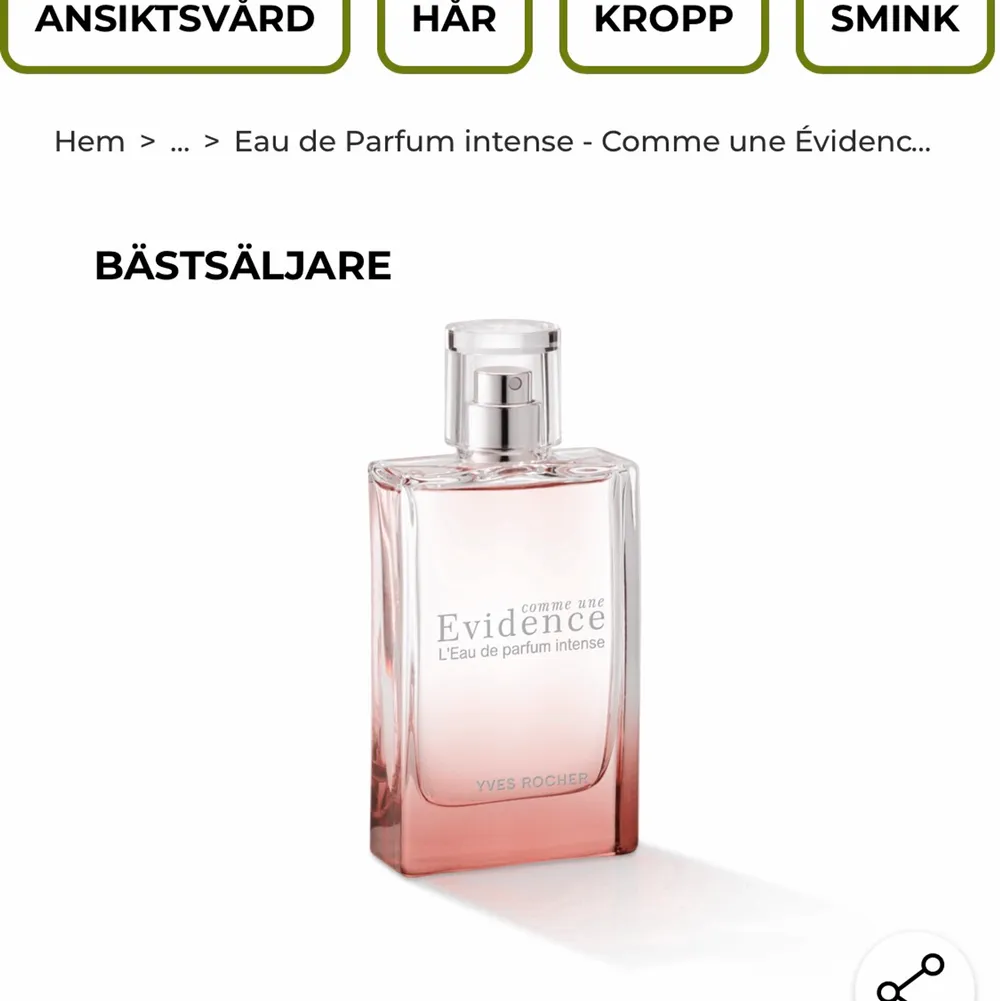 Helt oöppnad ny parfym från kända franska märker Yves Rocher. Blommig, somrig doft med toner av jasmin, mandlar, vitt trä, damascenaros. Säljer då jag redan har parfymer hemma. Nypris 499 kr men säljer för 150 kr! . Accessoarer.