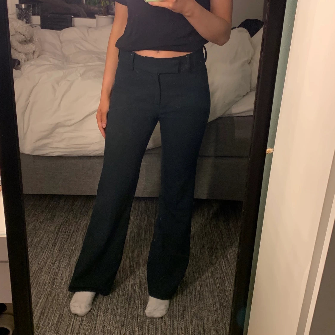 Lågmidjade kostymbyxor (mörkgröna) 