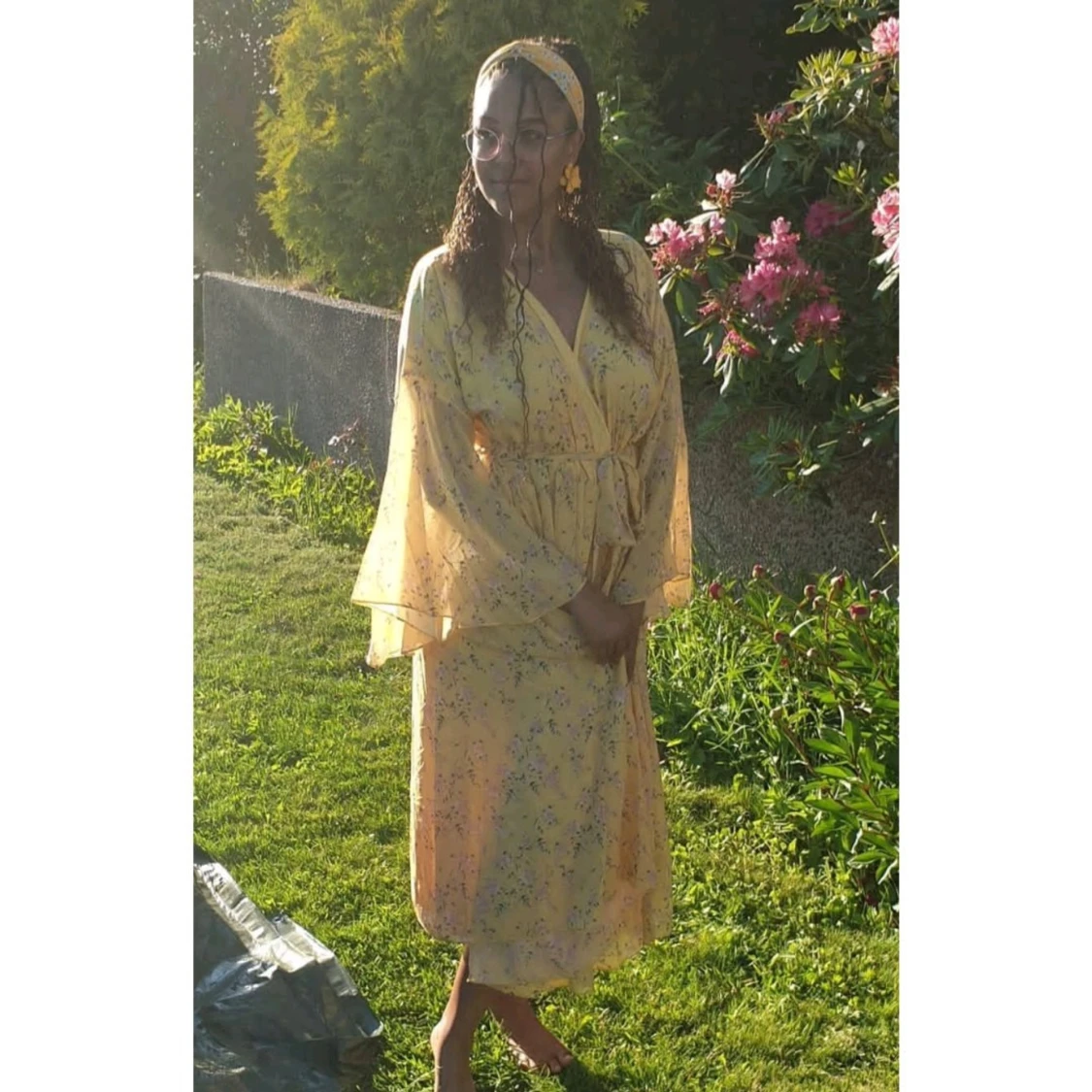 Gul Blommig Klänning - 93