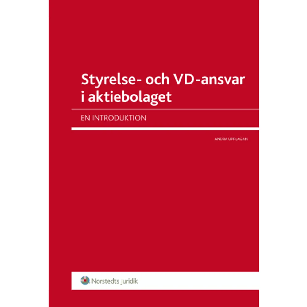 På senare tid har stor uppmärksamhet riktats internationellt mot bolagsstyrningsfrågor. Frågor om aktiebolagets struktur och bolagsorganens befogenheter och skyldigheter har även aktualiserats i Sverige på senare år i kölvattnet av utländska och inhemska s.k. företagsskandaler. Särskilt har dessa frågor gällt bolagsorganens ansvar för fel och försummelse.Denna andra upplaga, som uppdaterats efter ändringar i lag och rättspraxis behandlar de skadeståndsregler i aktiebolagslagen som gäller styrelseledamöter och verkställande direktören. Den går igenom de grundläggande förutsättningarna för ansvar enligt dessa regler. Särskild uppmärksamhet ägnas åt lagens regler om ansvarsfrihet.Boken har tillkommit för att fylla behovet av en fristående lärobok inom den aktiebolagsrättsliga skadeståndsrätten som är mer lättillgänglig än de mer omfattande verk som finns på området inom den nordiska rättsvetenskapliga litteraturen, men som ändå går mer på djupet än de lite bredare läroböckerna i aktiebolagsrätt. Mot bakgrund av dess praktiska inriktning och omfattande källhänvisningar kan boken även tjäna som ett lättillgängligt referensverk på området för advokater, revisorer, bolagsjurister och andra som arbetar med dessa frågor.    Format Häftad   Omfång 127 sidor   Språk Svenska   Förlag Norstedts Juridik AB   Utgivningsdatum 2012-02-10   ISBN 9789139206248  . Böcker.