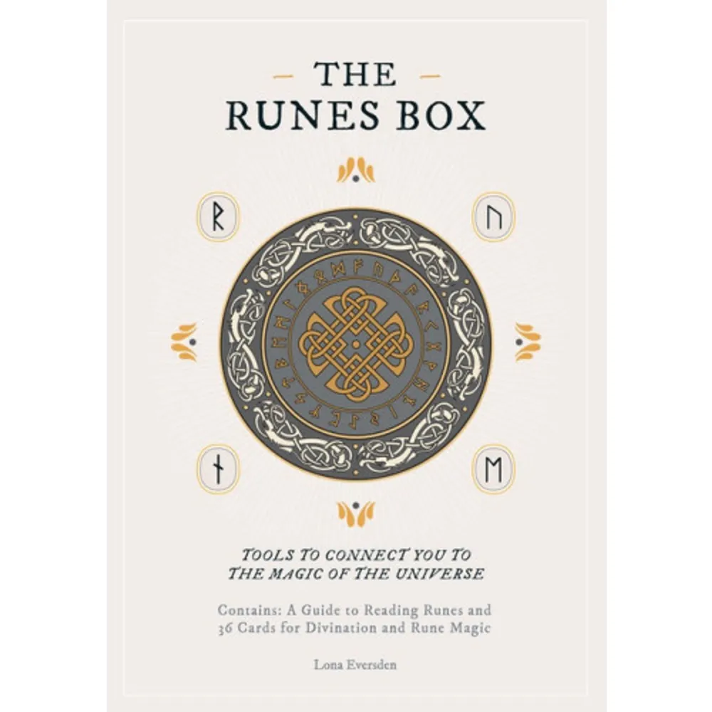 According to Norse mythology, Odin, the chief of the gods, hung himself in self-sacrifice from the world tree Yggdrasil for nine days and nights in order to receive cosmic wisdom. This was granted to him in the form of the runes. The runes make up an alphabet that, with local variations, was used across most of northern Europe from pre-Christian times until the thirteenth century. The word rune is derived from rúna, an ancient Germanic word meaning whisper or mystery. THE RUNES BOX explains the meanings of the runes and the Norse mythology that underpins their basic concepts. Enclosed in a handy hardcover case so that the wisdom of the runes can be carried with you at all times, you'll find: · A 96-page booklet that explains the history of runes and how to use them · 36 carry-size cards with information on the 24 runes and their meanings, plus some essential runic blessings and wishes The straight, angular lines of the runes are ideal for carving into bone, wood, or stone, or forming with twigs. Different methods for making runestones are described with instructions on how to use them for divinatory and magical purposes, from making talismans to petitioning the Norse gods. Approach the runes with a benevolent instinct, an open heart, and an honest spirit, and truths will be revealed to you.. Böcker.